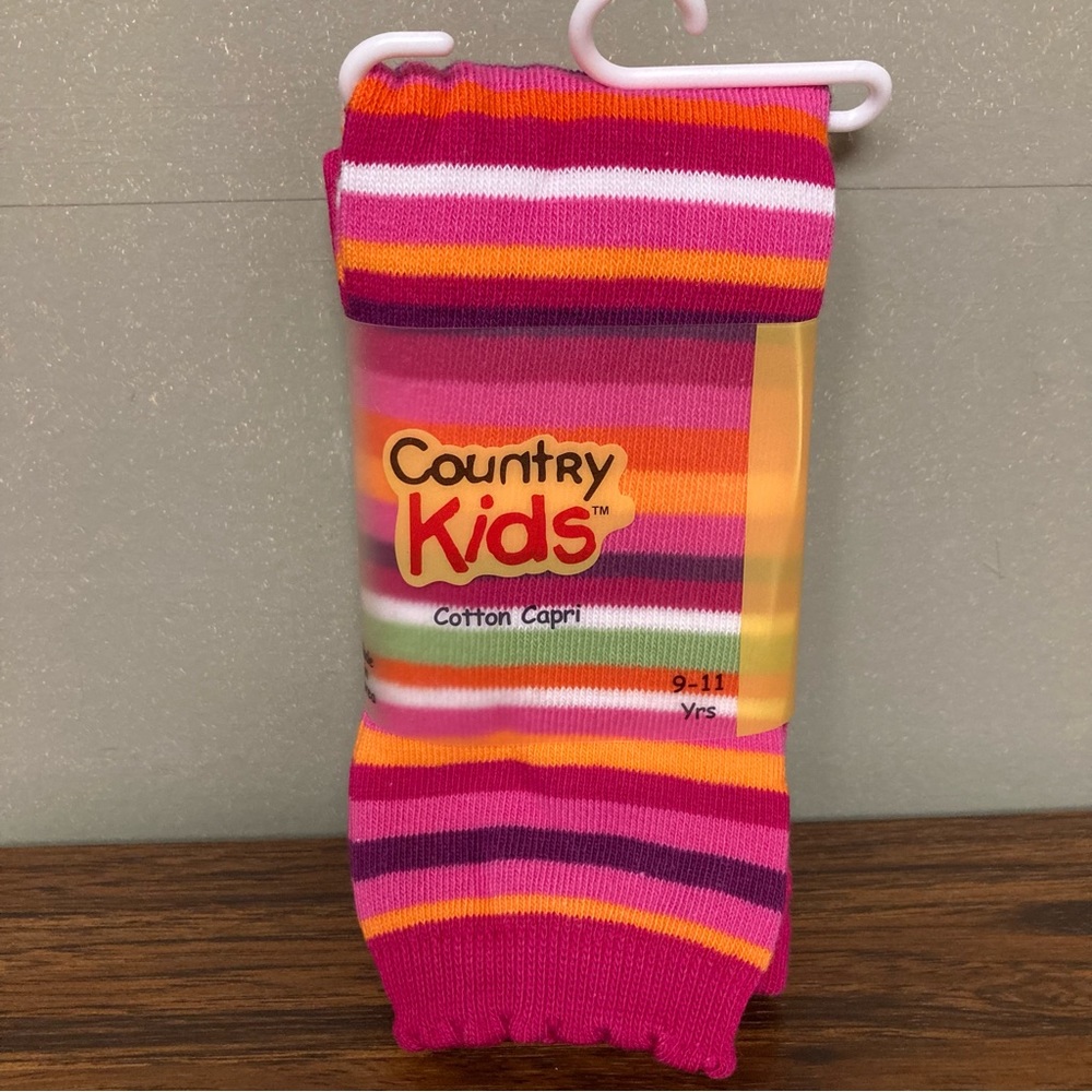 5/$15 NWT Country Kids Hot Pink Rainbow Stripe Cotton Capri 9-11 Yrs BUNDLE ONLY